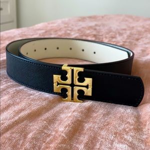 Tory Burch Kira Reversible (Black/White) Logo Belt